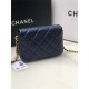 MINI FLAP BAG Iridescent Grained Calfskin & Gold-Tone Metal AS2855 Dark Navy A