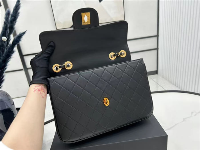 Chanel Large Classic Flap Bag AS1101 Lambskin Gold-Metal Black High