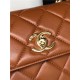 SMALL FLAP BAG WITH TOP HANDLE Lambskin Gold Metal Brown A