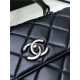 SMALL FLAP BAG WITH TOP HANDLE Lambskin Anti-Silver Metal Black A