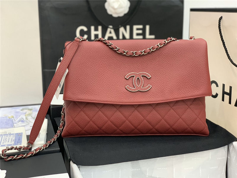 Chanel FLAP BAG Calfskin A8095 Burgundy High