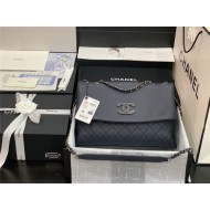 Chanel FLAP BAG Calfskin A8095 Navy Blue High