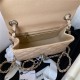 Supermini CLASSIC HANDBAG Grained Calfskin Nude Silver Metal A