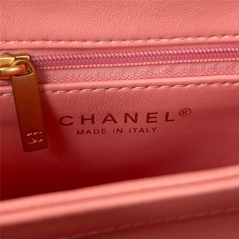 Chanel SMALL FLAP BAG Shearling & Gold-Tone Metal AS3498 Pink A