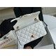 Mini CLASSIC HANDBAG Grained Calfskin White Gold Metal A