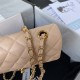 Mini CLASSIC HANDBAG Grained Calfskin Beige Gold Metal A