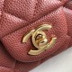 Mini CLASSIC HANDBAG Grained Calfskin Burgundy Gold Metal A