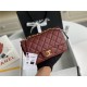 Mini CLASSIC HANDBAG Grained Calfskin Burgundy Gold Metal A