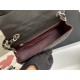 Mini CLASSIC HANDBAG Grained Calfskin Black Inner Burgundy Silver Metal A