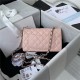 Mini CLASSIC HANDBAG Grained Calfskin Pink Silver Metal A