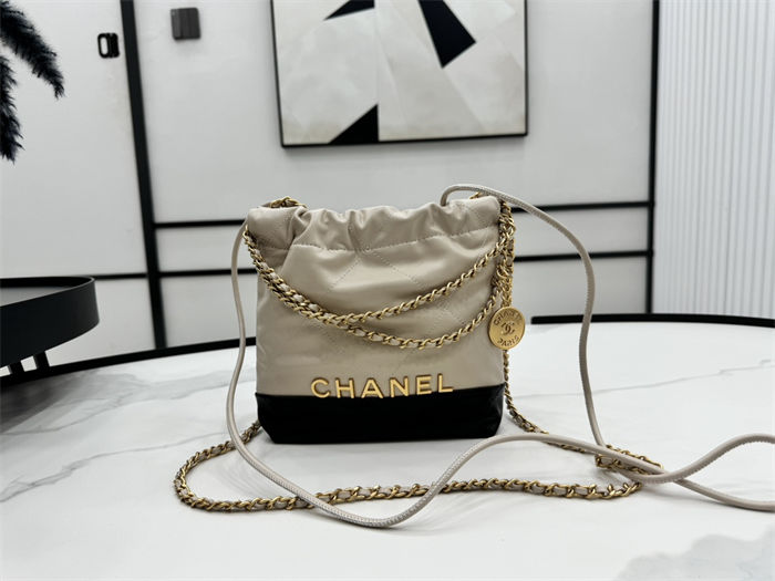 Chanel 22 MINI HANDBAG Patchwork Shiny Calfskin & Gold-Tone Metal AS3980 High