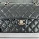 Small CLASSIC HANDBAG Grained Calfskin Silver Metal Black-E A