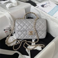 Chanel MINI FLAP BAG With Top Diamond Handle Lambskin & Gold-Tone Metal AS4140 Grey A