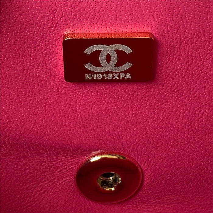 Chanel MINI FLAP BAG With Top Diamond Handle Lambskin & Gold-Tone Metal AS4140 Fuchsia A