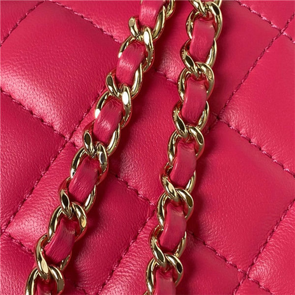 Chanel MINI FLAP BAG With Top Diamond Handle Lambskin & Gold-Tone Metal AS4140 Fuchsia A