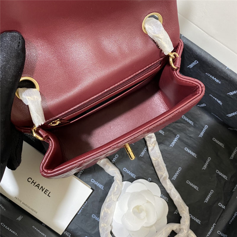 Supermini CLASSIC HANDBAG Lambskin Gold Burgundy B