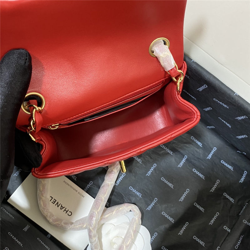 Supermini CLASSIC HANDBAG Lambskin Gold Red B