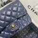 Supermini CLASSIC HANDBAG Lambskin Silver Navy Blue B