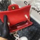 Mini CLASSIC HANDBAG Grained Calfskin Red Gold Metal B