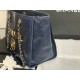 SHOPPING BAG Shiny Calfskin Crystal Pearls Strass Enamel Gold-Tone & Ruthenium-Finish Metal Navy Blue High