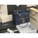 SHOPPING BAG Shiny Calfskin Crystal Pearls Strass Enamel Gold-Tone & Ruthenium-Finish Metal Navy Blue High