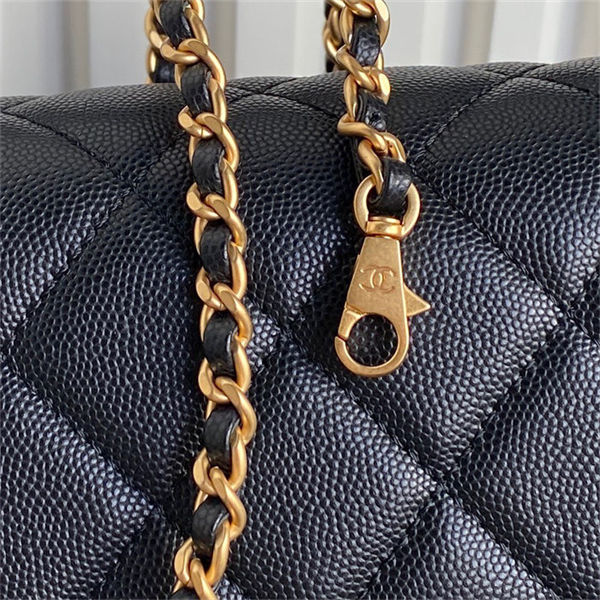 Chanel SMALL FLAP BAG WITH TOP HANDLE AS5166 Grained Calfskin Black High