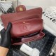 Medium CLASSIC HANDBAG Chevrons Pattern Grained Calfskin Gold Metal Burgundy B