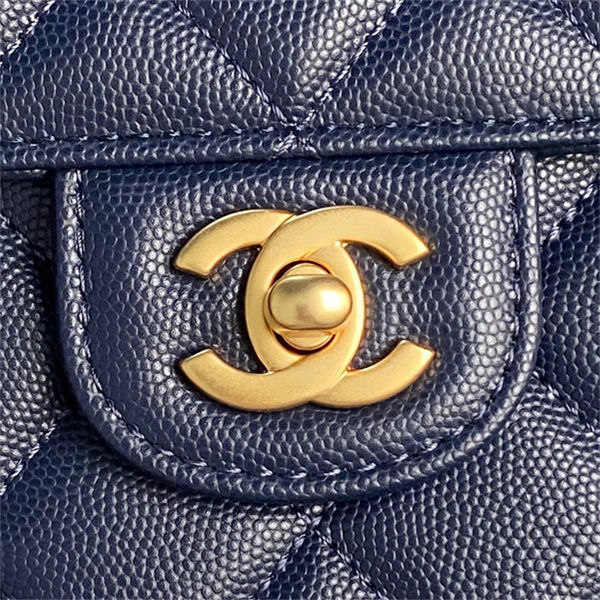 Chanel SMALL FLAP BAG WITH TOP HANDLE AS5166 Grained Calfskin Blue High