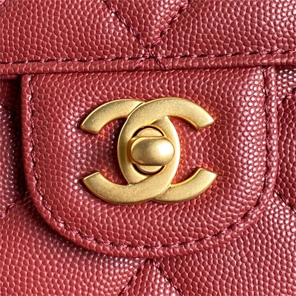 Chanel SMALL FLAP BAG WITH TOP HANDLE AS5166 Grained Calfskin Burgundy High