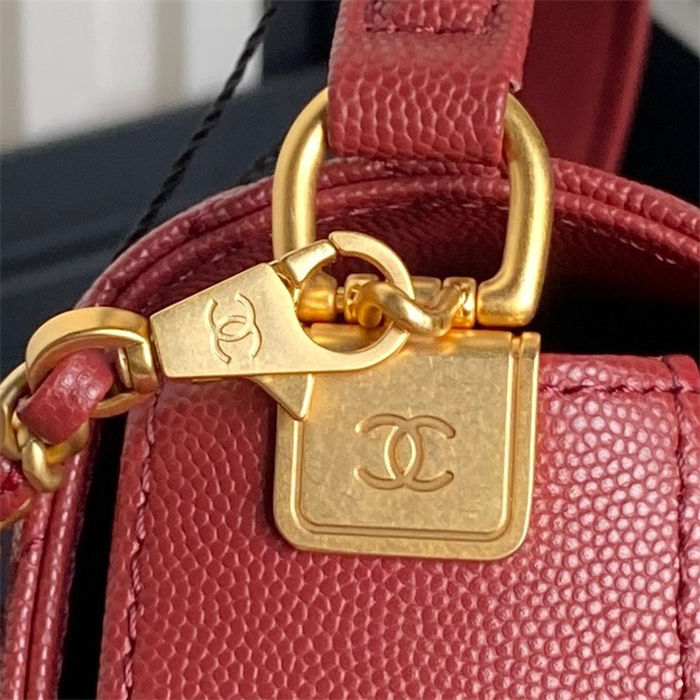 Chanel SMALL FLAP BAG WITH TOP HANDLE AS5166 Grained Calfskin Burgundy High