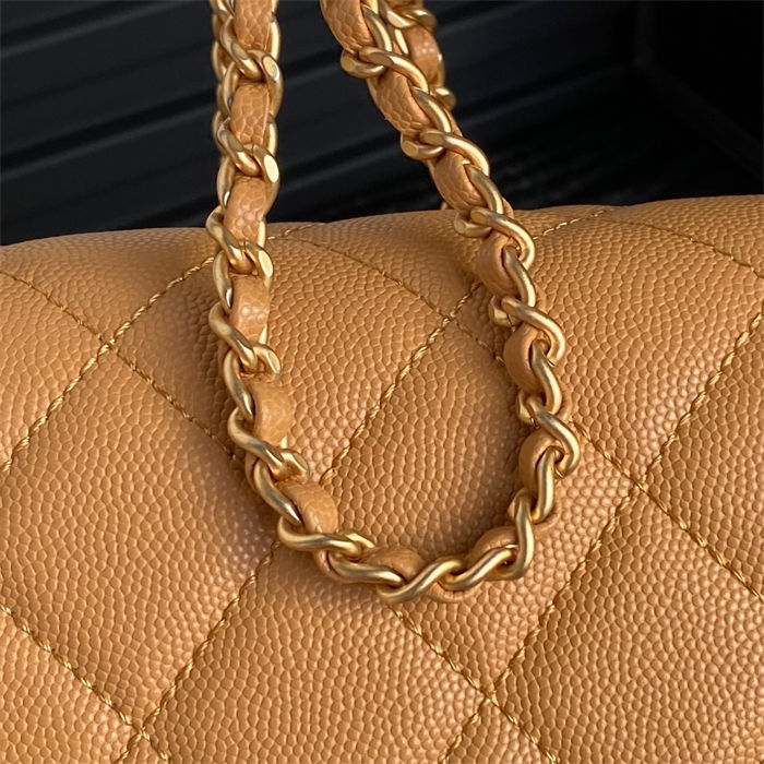 Chanel SMALL FLAP BAG WITH TOP HANDLE AS5166 Grained Calfskin Camel High