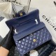 Medium CLASSIC HANDBAG Lambskin Navy Blue Gold Metal B