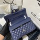 Medium CLASSIC HANDBAG Lambskin Navy Blue Silver Metal B