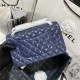 Medium CLASSIC HANDBAG Lambskin Navy Blue Silver Metal B