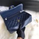 Large CLASSIC HANDBAG Lambskin Gold Metal Blue B