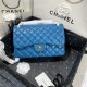 Large CLASSIC HANDBAG Lambskin Gold Metal Blue B