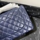 Large CLASSIC HANDBAG Lambskin Silver Metal Navy Blue B