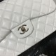 Large CLASSIC HANDBAG Lambskin Silver Metal White B