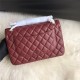 Large CLASSIC HANDBAG Grained Calfskin Gold Metal Burgundy B