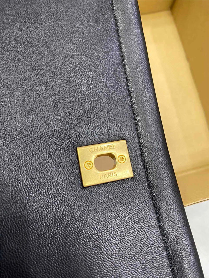 Flap Bag Lambskin & Gold Metal Black High