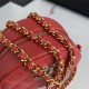 Clutch with Chain Lambskin Zirconium & Gold-Tone Metal Red A