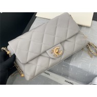 FLAP BAG Lambskin & Gold Metal AS2563 Grey High