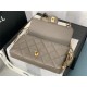 FLAP BAG Lambskin & Gold Metal AS2563 Taupe High