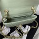 Mini CLASSIC HANDBAG Grained Calfskin Light Green Gold Metal A