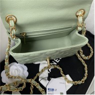 Supermini CLASSIC HANDBAG Grained Calfskin Light Green Gold Metal A