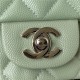 Supermini CLASSIC HANDBAG Grained Calfskin Light Green Silver Metal A