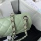 Supermini CLASSIC HANDBAG Grained Calfskin Light Green Silver Metal A