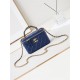 CLUTCH WITH CHAIN AP4168 Shiny Crumpled Calfskin Gold-Metal Blue A