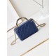 CLUTCH WITH CHAIN AP4168 Shiny Crumpled Calfskin Gold-Metal Blue A