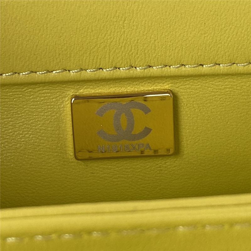 Chanel SMALL FLAP BAG Shearling & Gold-Tone Metal AS3498 Yellow A